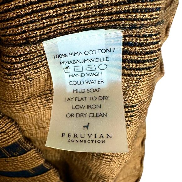 Peruvian Connection Bronze Art Deco Dress Gold Ribbed Knit Pima Cotton Small - Picture 8 of 14